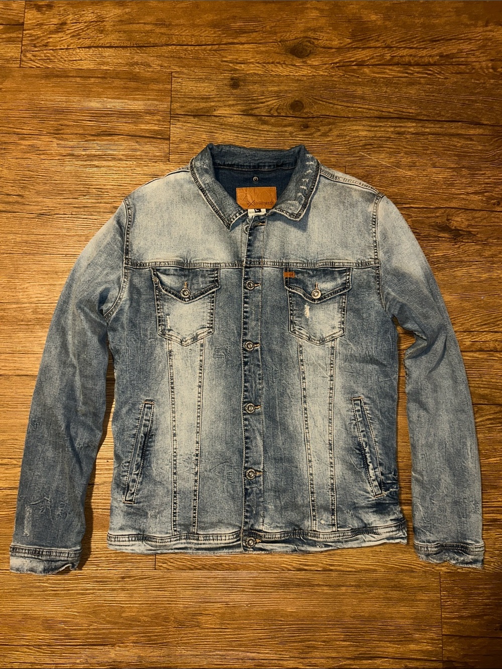 Departwest Denim Jacket with Leather Logo Patch